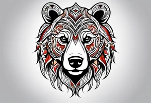 Tribal half sleeve with a bear tattoo idea