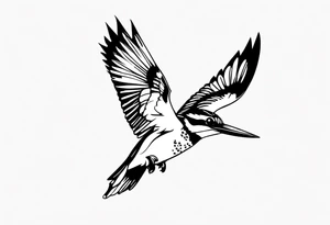 I would like to get a fineline tattoo of a pied kingfisher hovering in the air tattoo idea