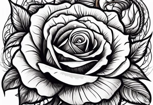 rose from which the head of a snake looks tattoo idea