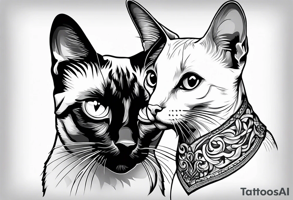 Siamese cat looking at a dog tattoo idea