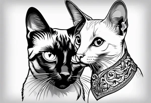 Siamese cat looking at a dog tattoo idea