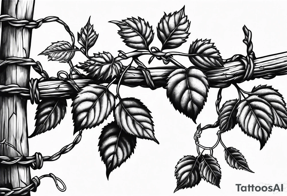 poison oak wrapping around barbed wire tattoo idea