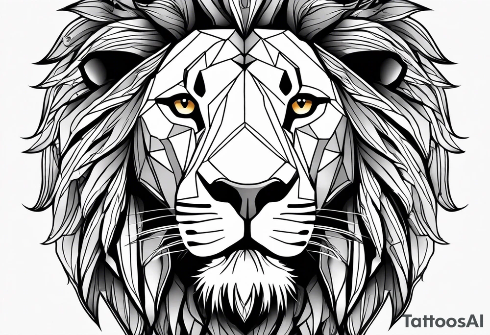 Moitie Visage lion avec son bebe lionne avec trait super fin entouré d'un cœur tattoo idea