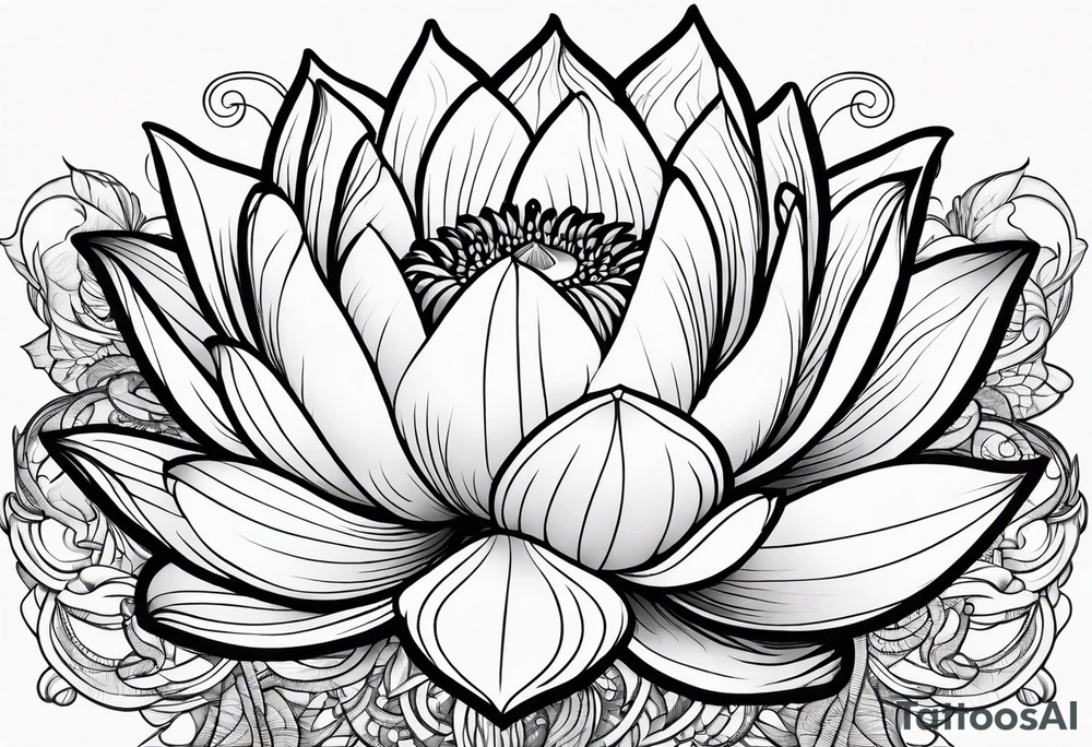 a masculine line drawing of a lotus flower tattoo idea