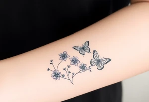 spring violet flowers and butterflies, more butterfly, and sprinkels, flower are violet il want long for arm tattoo idea