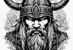 half face of a viking and half face of samurai tattoo idea