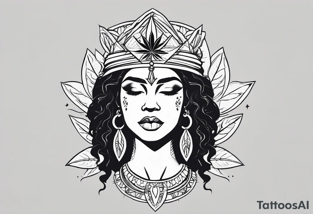 Black Goddess of marijuana tattoo idea