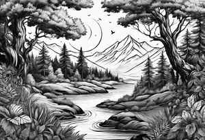 Wild forest for a chest tattoo tattoo idea