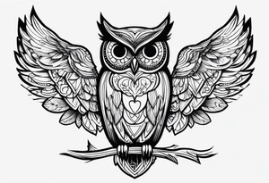 The name 'Teagan Christine' with the date 10/20/2022. All hidden and integrated into the design of an owl. tattoo idea