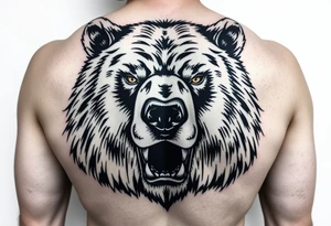 powerful majestic grizzly bear staring with no teeth showing tattoo idea