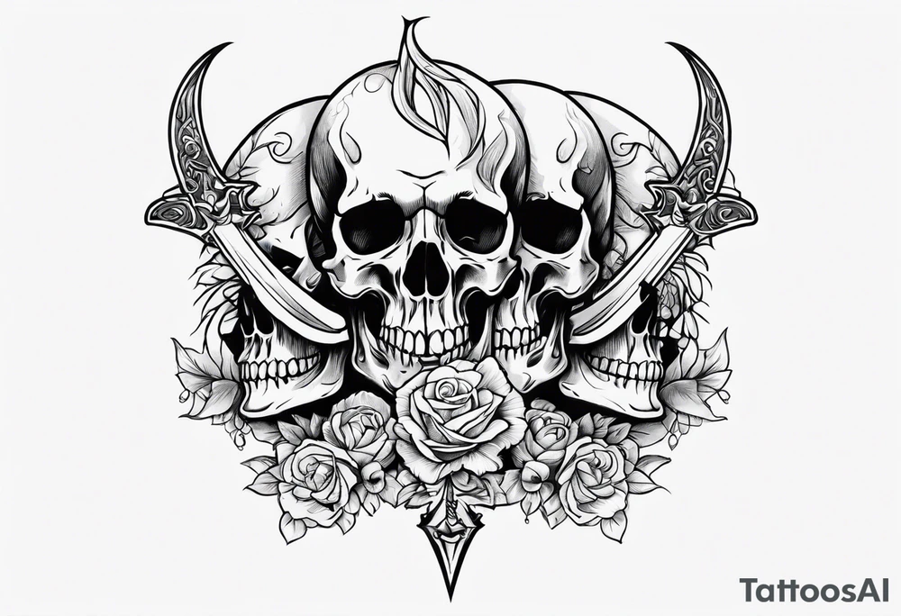 Skulls and dagger tattoo idea