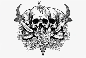 Skulls and dagger tattoo idea