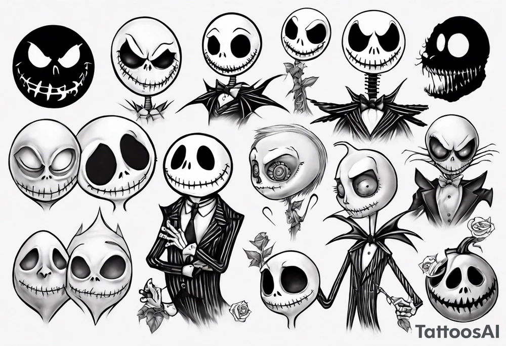 jack skellington and 
zero tattoo idea