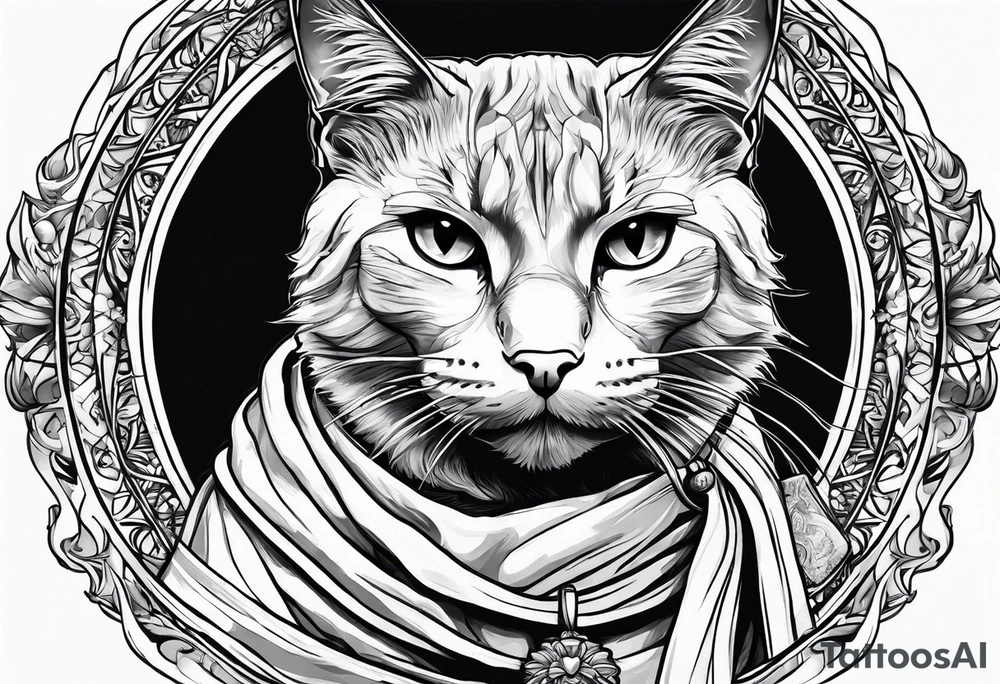 A cat dressed in a toga tattoo idea