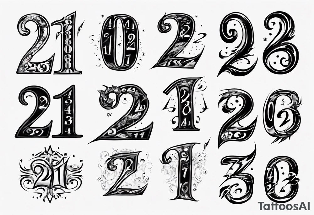 Mix the numbers 20 and 21 tattoo idea