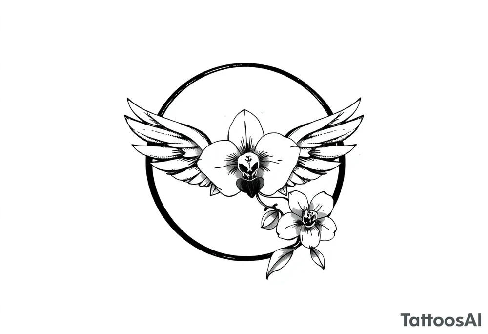 infinity loop with wings inside and an orchid tattoo idea