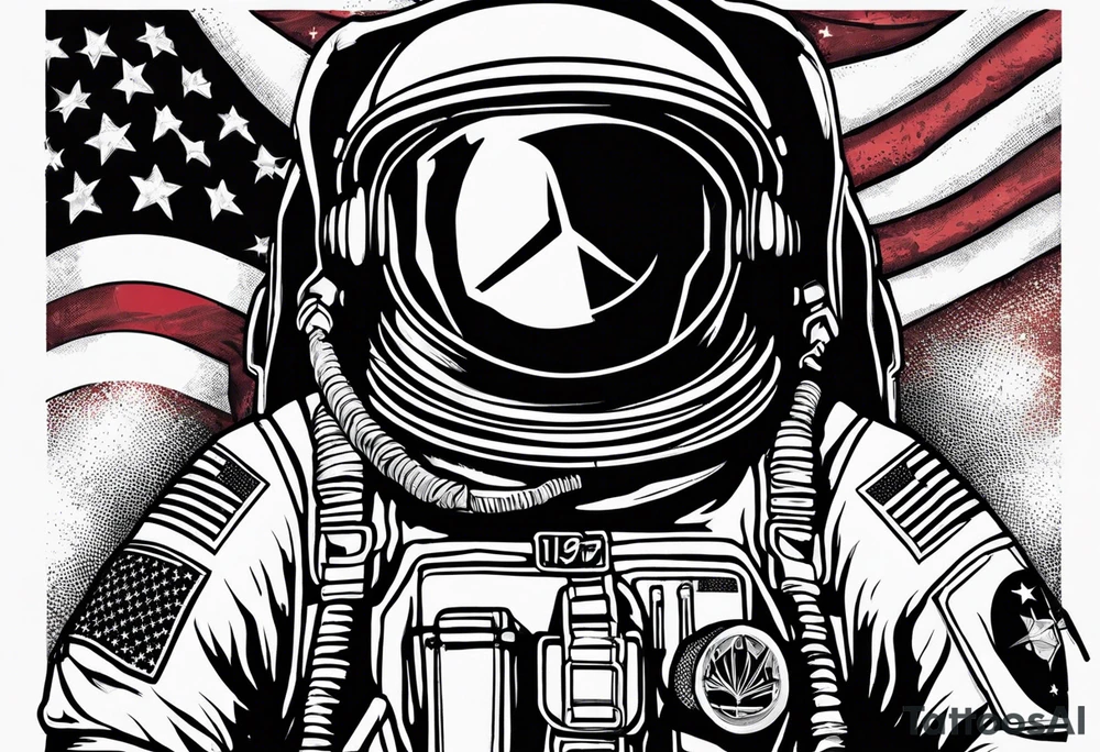 Astronaut wearing a peace flag tattoo idea