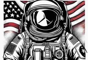 Astronaut wearing a peace flag tattoo idea
