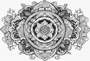 Hippy Buddhist feminine floral tattoo idea