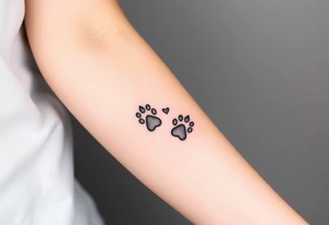 card with paw prints and princess crown tattoo idea
