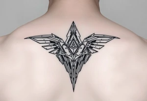 Fine-line geometric realism blade runner 1982 inspired dystopian, futuristic, cyberpunk tattoo idea