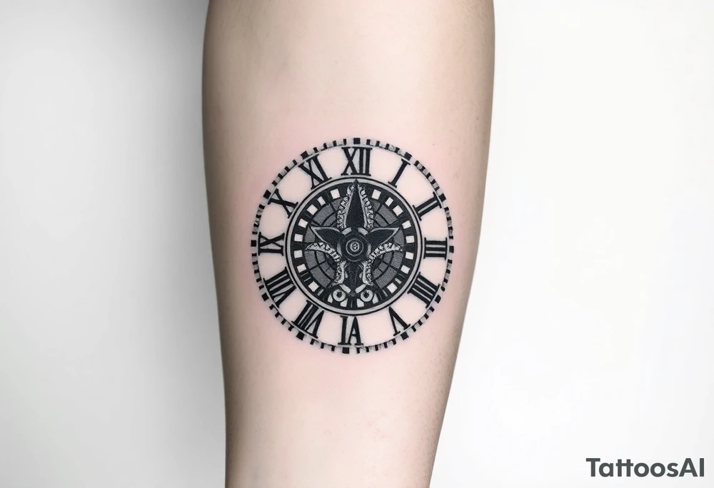 vintage roman numerals within ornate clockwork mechanism groß ganzer unterarm tattoo idea