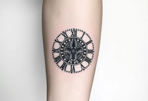 vintage roman numerals within ornate clockwork mechanism groß ganzer unterarm tattoo idea