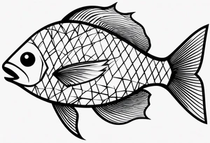 Diamond pattern shapes negative space fish tattoo idea