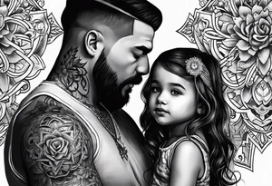 little girl with her dad and the word father tattoo idea