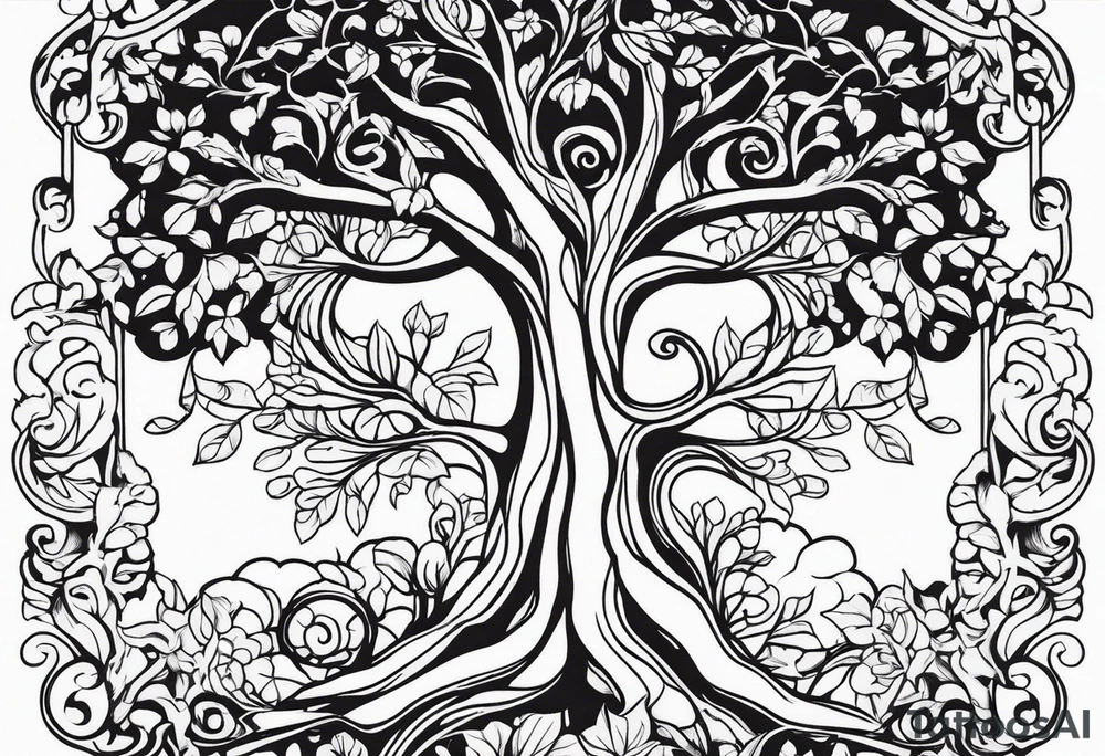 Baum mit langen Wurzeln tattoo idea