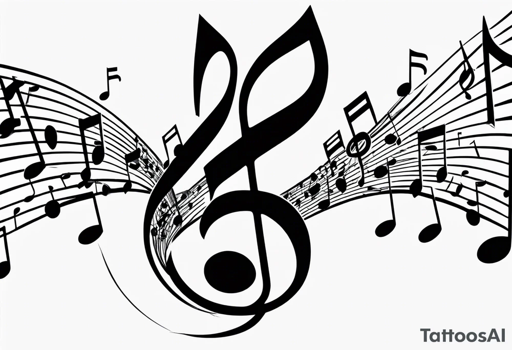 Line art Musical notes depicting the letters R and L tattoo idea