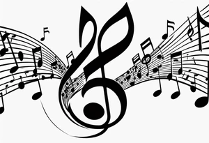Line art Musical notes depicting the letters R and L tattoo idea