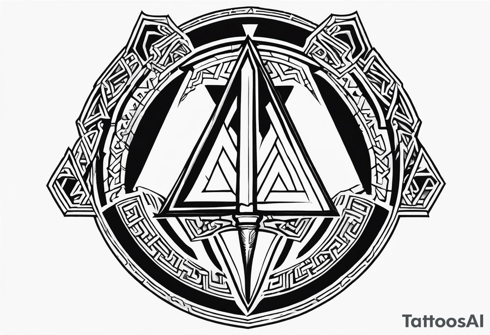 Valhalla sword shield valknut axe tattoo idea