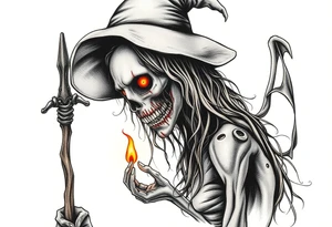 Zombie witch burned at the stake tattoo idea