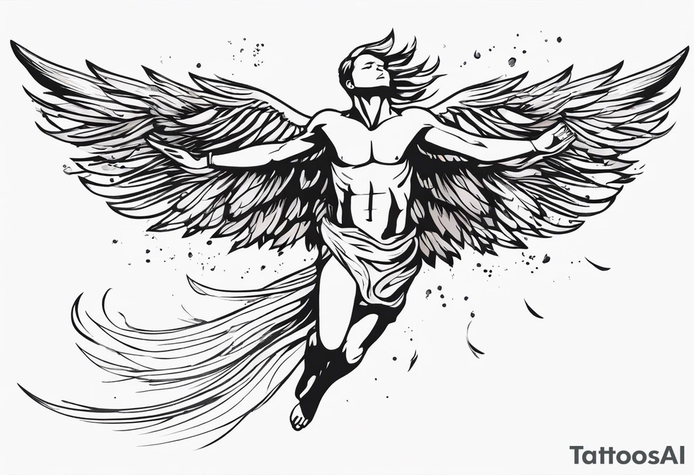 Icarus falling from sky with trailing feathers tattoo idea Icarus falling from sky with trailing feathers tattoo idea