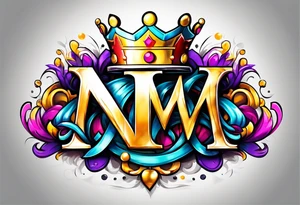 The letters M T R graffiti with a crown on the T tattoo idea