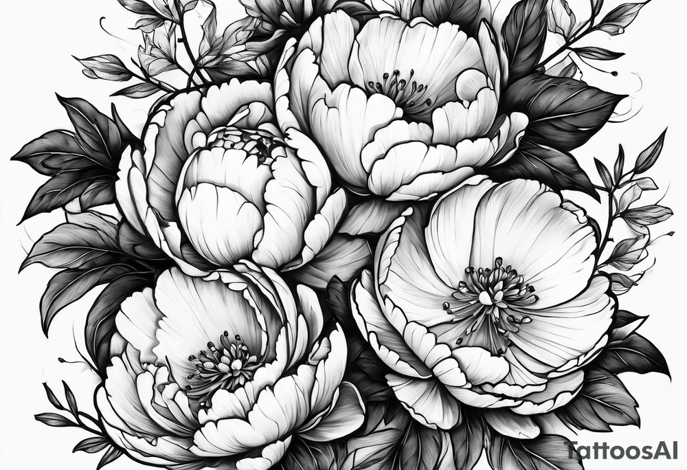 box peonies tattoo idea