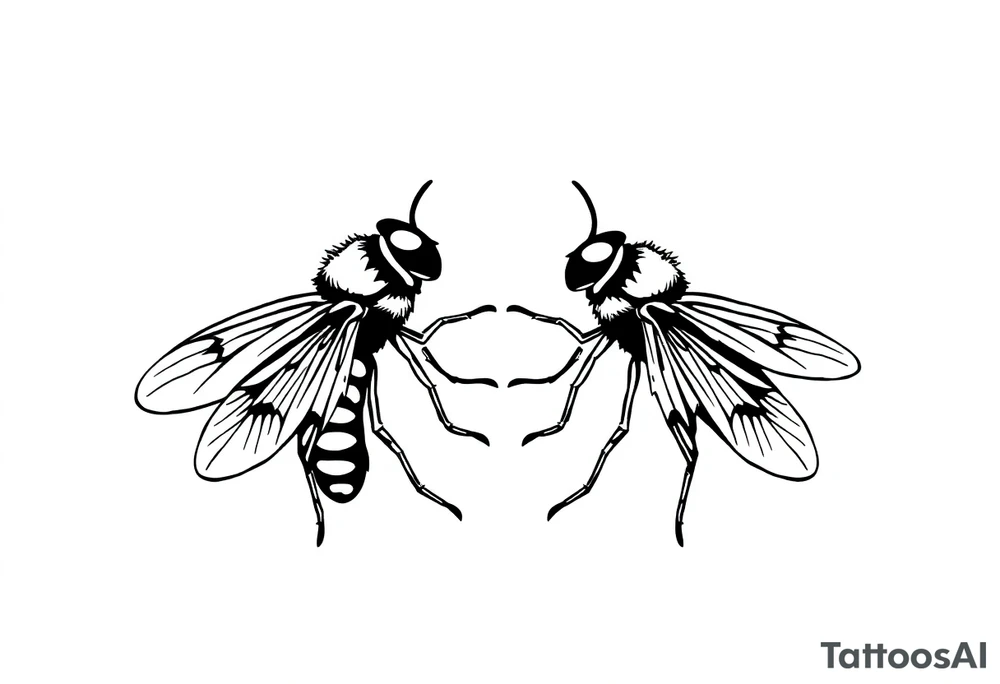 weird horse flies tattoo idea
