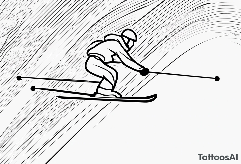 Skier in motion, single line tattoo idea