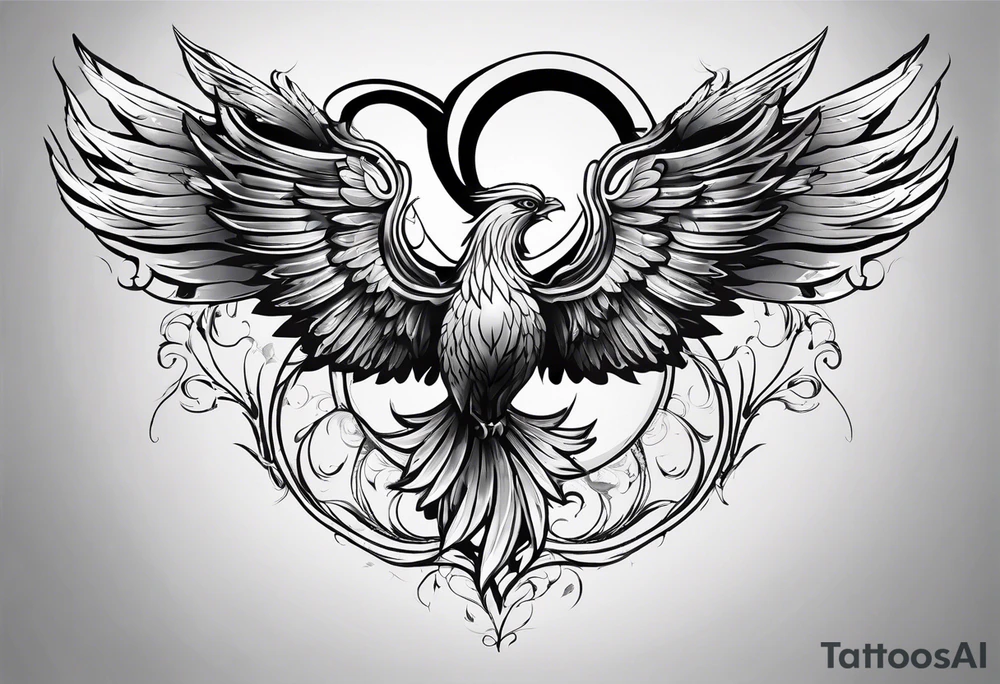 phoenix wings in a heart tattoo idea