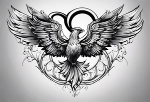 phoenix wings in a heart tattoo idea