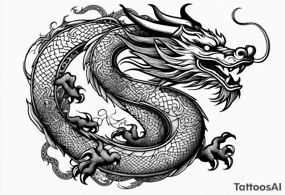 Chinese dragon in the shape of 0630 tattoo idea