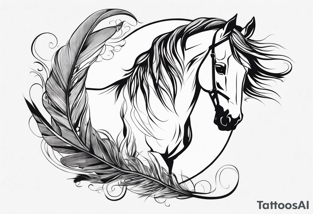 Cheval et plume et a tattoo idea