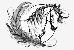 Cheval et plume et a tattoo idea