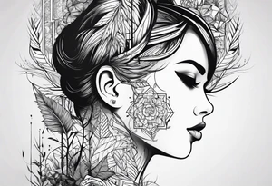 Wald silhouette mit Geometric Muster im Hintergrund tattoo idea