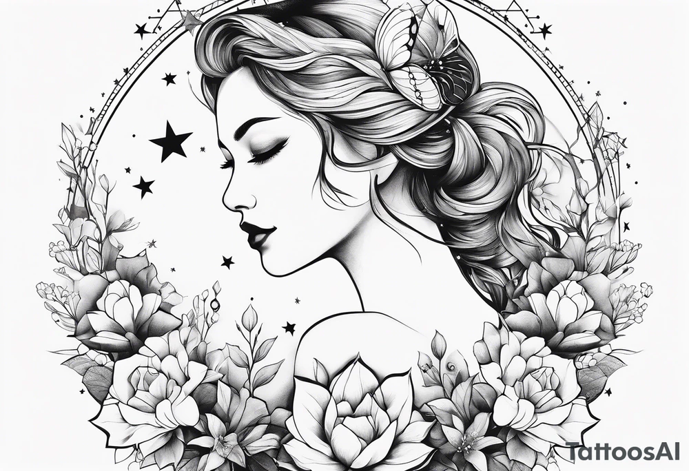 Constellation, animal snow , géométric , flower tattoo idea