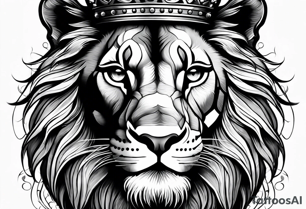 Baby Lion with crown tattoo idea
