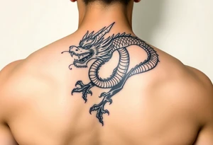 powerful dragon with Chinese style themed on details tattoo idea
