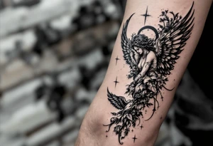 Arm sleeve with angels as a memorial tattoo idea