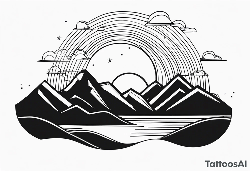 Sunset Over Mountains tattoo idea